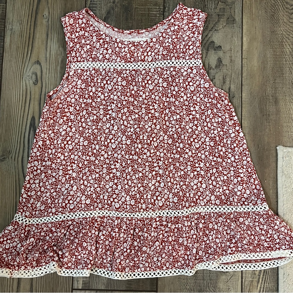 Maeve Anthropologie Quinn Lace Peplum Top - Womens Size XS - Red & White